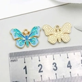 Sky blue and cyan gradient butterfly enamel pendant with golden trim for DIY jewelry - 1Pc Blue Drip Oil Butterfly / 15*22mm