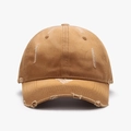 Gorra de béisbol lavada en sarga de algodón caqui con efectos vintage desgastados - Amarillo Jengibre