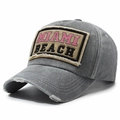Berretto da baseball grigio scuro in stile vintage con ricamo MIAMI BEACH e finitura lavata - Grigio