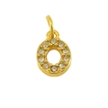 Golden stainless steel letter O pendant with sparkling crystal inlay for women - Letter O
