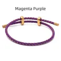 Adjustable rose purple braided wire rope bracelet with golden metal buckle and sliding clasp - 3mm Semi-finished (Single End Fixed) / Double Purple-23