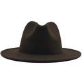 Detailed view of the dark brown wool felt fedora hat featuring a classic pinched crown - Kids Size (54cm) / Coffee