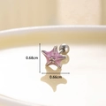 Pink glitter starfish titanium steel cartilage stud earring with size 0.68cm x 0.66cm - Silver Base Pink Starfish