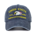 Détail de la broderie du 250e anniversaire sur la casquette de baseball vintage bleue - Bleu Marine