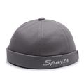 Berretto docker grigio scuro in cotone con ricamo bianco Sports stile minimalista - Regolabile / Grigio
