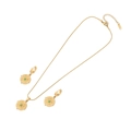 Set gioielli dorati in acciaio con collana a ciondolo sole verde e orecchini - Stile Sole in Pietra Verde (1#)