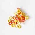 Vibrant warm-toned seamless hair ties in floral packaging including red and orange shades - 50Pcs/Bag / Yellow Series