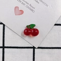Detailed view of red acrylic cherry pendants with green leaves for DIY jewelry making - 3# (Red Pendant with Green Leaf)