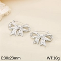 Pendientes de lazo en acero plateado 30x23mm y parámetros de peso de 10g cada - Estilo A Color Acero (KE115660-KFC)