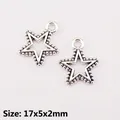 Silver hollow star charms size 17x5x2mm with beaded edges for DIY jewelry making - XK2907#