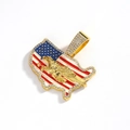 Gold US map pendant with crystal-encrusted eagle and American flag stars and stripes - Gold Pendant Only (Without Chain)