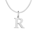 Elegant titanium steel letter R initial necklace with flat snake chain in silver - Letter R / 1 Piece / Steel