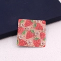 Detail of square wooden earring card with strawberry and floral pattern for jewelry display - Floral Sea Series No. 1 - Strawberry