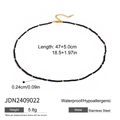 Especificaciones de tamaño del collar de cuentas negras con cadena de acero inoxidable - Collar Minimalista de Cuentas Negras (JDN2409022)