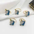 Adjustable golden unicorn ring set with blue and white enamel for women and kids - Unicorn Open Ring / KC Gold