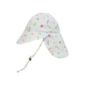 Detail of white sun hat featuring colorful insect prints and adjustable neck flap - 52-54cm / White Colorful Insect Pattern
