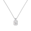 Elegant S925 silver necklace featuring a rectangular ice-cut zircon pendant on O-chain - White Gold White Rhinestone (DY190930-S-W-WH)
