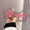 Star shaped sunglasses in pink transparent tint with colorful rhinestone crystals - Gradient Pink