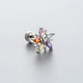 Colorful zircon heart star stud earring in titanium steel with vibrant gemstones - Snowflake Multicolor Gemstone Style (A112-5#) / Single Piece