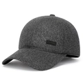 Berretto da baseball invernale per uomo con paraorecchie in tessuto grigio melange - Regolabile / Grigio