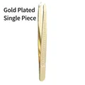 Single gold-plated stainless steel tweezers with slanted tip and anti-slip wavy handle - Imitation Gold - Single