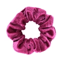Elastic velvet scrunchie in vibrant rose red color with a soft plush textured surface - Deep Pink