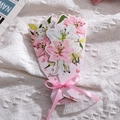 Pink lily floral greeting card with a thank you message and pink satin ribbon bow - Lily - Thank You