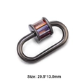 Gunmetal oval screw clasp with orange and purple gradient gemstone, 20.5x13.0mm size - Style 20 (Gun Metal with Multi-color Zircon 20.5x13mm)
