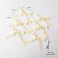 Set of 6 cream velvet Christmas tree bows with silver ties for DIY holiday decoration - 2.5cm Beige / 6 Pack