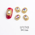 Abalorio de cristal AB rectangular con base de metal dorado para manicura, tamaño 9x11mm - Estilo Rectángulo AB (1743)