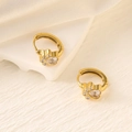 Elegant 18K gold plated cat paw hoop earrings with heart-shaped sparkling zircon stones - Gold (Cat Paw)