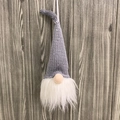 Gnomo di Natale nordico con cappello grigio a maglia e barba bianca di pelliccia - Maglia Grossa Grigia con Filo Lucido / Grigio