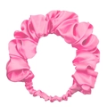 Pink satin ruched elastic wide headband with a smooth silky finish for women - Pink