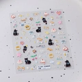 5D embossed nail art stickers featuring garden cat and floral designs in style TS-3881 - TS-3881 Garden Cat New Embossed