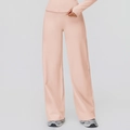 Women's high-waisted wide-leg thermal yoga pants in light peach pink with fleece lining - S / Nude Pink