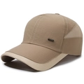 Casquette de baseball en mesh kaki avec design respirant et plaque en métal mode - Réglable / Beige