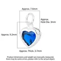 Deep blue heart-shaped zircon charm in s925 silver setting with dimensions 7.6mm x 9.2mm - Large (8mm) / Dark Blue