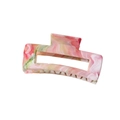 Rectangular hair claw clip with pink, green and white marble pattern in acetate finish - Bulk Packaging / #3 Pink-10.5cm