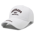 White baseball cap with brown embroidered Colorado 1987 lettering and side fashion detail - Adjustable / White