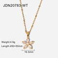 Detailed specs for 18K gold flower necklace with white zircon and 16.5mm pendant size - White Flower Gold Necklace (JDN20783-WT)
