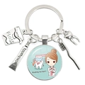 Creative dental keychain with silver toothpaste, toothbrush and tooth shaped charms - Doctor Washing Giant Tooth