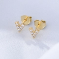 Minimalist S925 sterling silver V-shape stud earrings with sparkling white cubic zirconia - 925 Silver / Gold