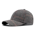 Classic Glen Plaid baseball cap in grey and black with orange accent lines for men and women - Adjustable / Grey Glen Plaid