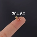 20G gold plated stainless steel stud earring with three small red zircon stones - Gold Rose Red (304-5#-Gold Rose Red)