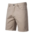 Détail de short en coton kaki avec texture en sergé et fermeture à bouton classique - ST010 Abricot