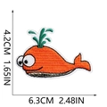 Detailed view of cute orange whale embroidery patch with size measurements 6.3cm x 4.2cm - Orange Whale Shape (X15SD-076-06)
