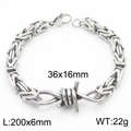 Silver stainless steel barbed wire knot bracelet in Byzantine chain style for men - Medium Byzantine Chain Barbed Wire Bracelet (KB181212-Z)