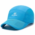 Sky blue quick-dry mesh cap featuring breathable side perforations and white logo - Adjustable / Lake Blue