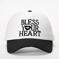 Casquette de baseball bicolore noire et blanche avec broderie BLESS YOUR HEART - Taille unique / Blanc et Noir Épissage