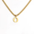 18K gold plated necklace featuring a bold Cuban link chain and letter O pendant - Letter O / Gold
